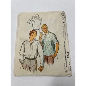 McCalls Vintage 1950's Pattern #4723 Men's Shirt with Monogram Size 15-15.5